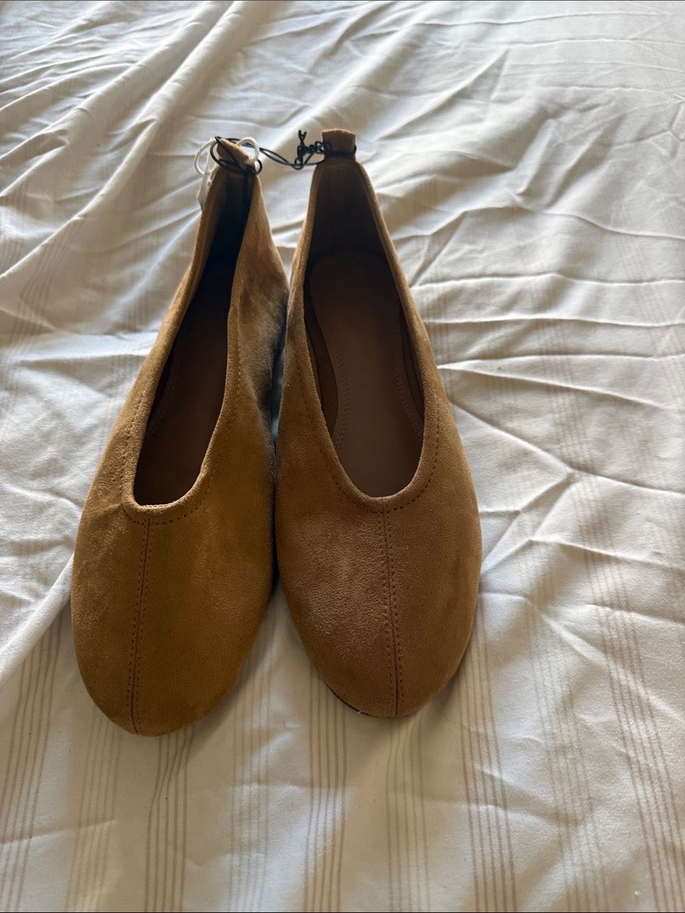 Women's Suede Ballet Flats in Brown H&M size 37